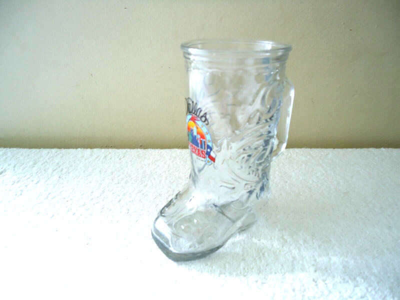 Vintage Dallas Texas Themed Glass Cowboy Boot Mug " Beautiful Collectible Item "