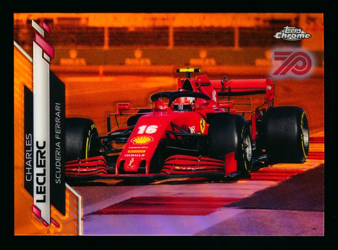 2020 TOPPS CHROME F1 #24 CHARLES LECLERC RC 70TH ORANGE REFRACTOR FERRARI ROOKIE