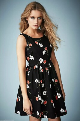TopShop Kate Moss Blumenmuster Skaterkleid UK8 EUR36 US4