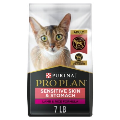 Sensitive Skin and Stomach Cat Food Lamb Rice Formula Cats High Protein 7 Lb.Bag