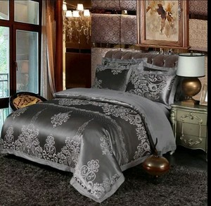 Luxury 4pc European Dark Gray Silk Cotton 600tc Duvet Cover