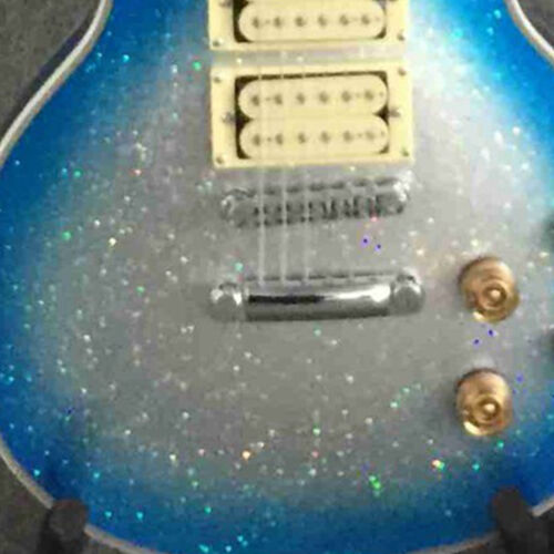 Soild Custom LP Electric Guitar HHH Pickups Chorme Parts Metallic Blue&sliver - Picture 3 of 10