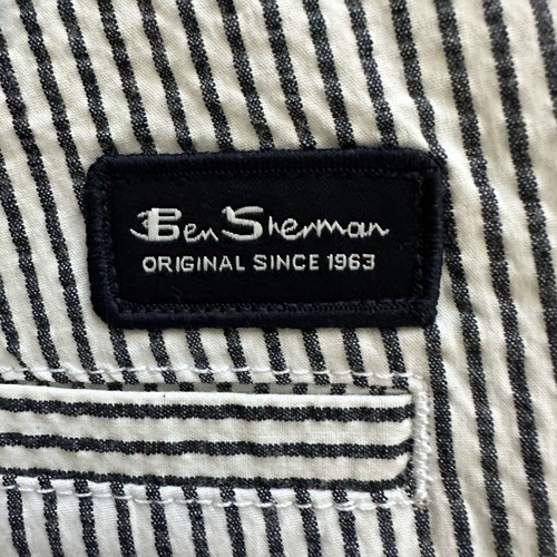 Ben Sherman NWT Men's 34 Seersucker Shorts White w/ Navy Blue Stripes 8" NWT $89 - Picture 12 of 14