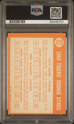 1964 Topps #312 Tigers Rookie Stars Fisher Gladding PSA 6 - Foto 2 di 2