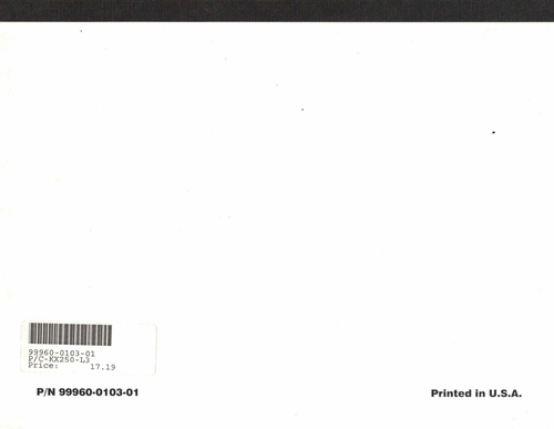 NOS Genuine Kawasaki Dealer/Owner's Parts List/Schematic Manual KX250 2001 - Picture 3 of 3