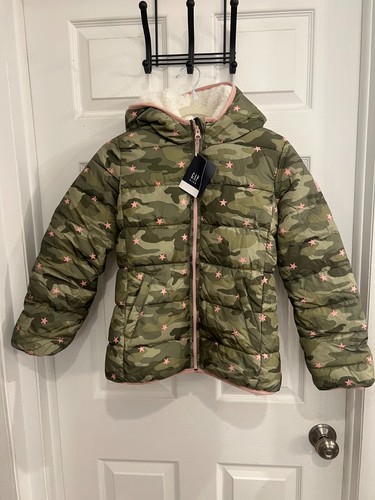 GAP  Kids Hooded Jacket Coat Primaloft Puffer Green Camo size L -NWT - Picture 2 of 7