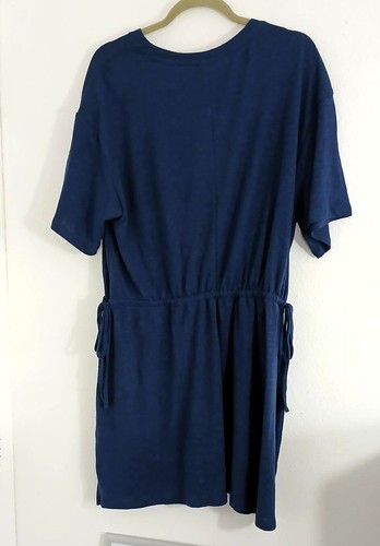 NWT Old Navy Women's Blue Linen Blend Drawstring Waist Dress Size PXL - Picture 2 of 6