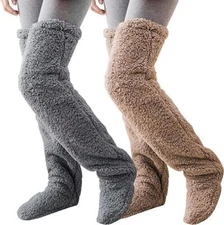 Legs Socks Over Knee High Fuzzy Plush Slipper Stockings Furry Long Leg Warmers