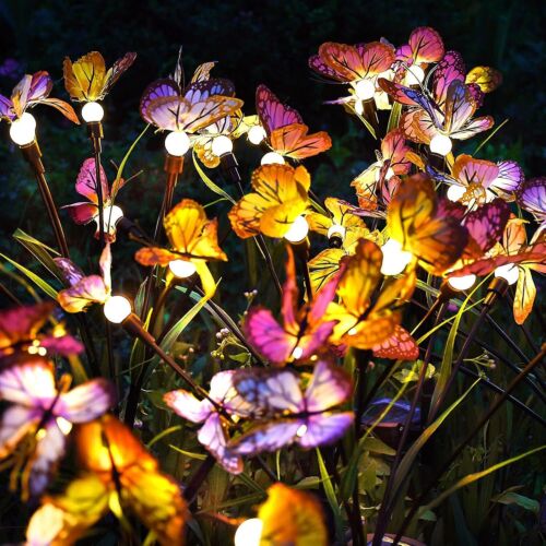 16 LEDs Butterflies Solar Garden Lights with Adjustable Solar Panel Outdoor Lamp - Picture 3 of 10