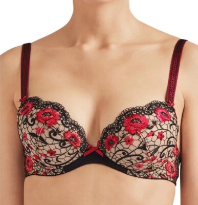 Aubade Paris Fievre Andalouse QC18 Padded Underwired Plunge Bra Lingerie Sz 32E