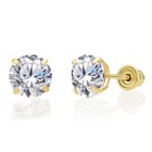 Cz Sleeper Stud Earrings Screwback 2mm-8mm 10K Solid Yellow Gold Solitaire Round