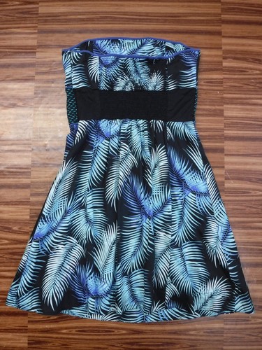 Vestido Free People Off Hombro Negro y Azul Hojas Trópicas ~Para mujer 12~ - Imagen 9 de 12