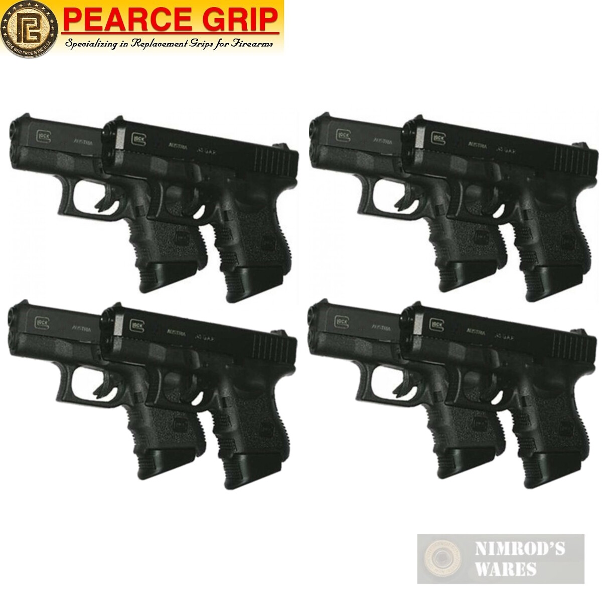 FOUR Pearce Grip GLOCK 27 33 39 GRIP Extensions PLUS PG-2733 FAST