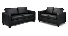 Black Sofas Faux Leather - Small Compact Max 3 + 2 Seaters, easy delivery!