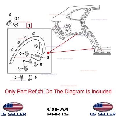 Genuine Rear Fender Wheel Opening Molding Left Driver Side OEM