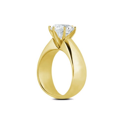 Anello di fidanzamento solitario oro giallo 18k diamante naturale rotondo 0,26 carati E VS2 - Foto 2 di 6