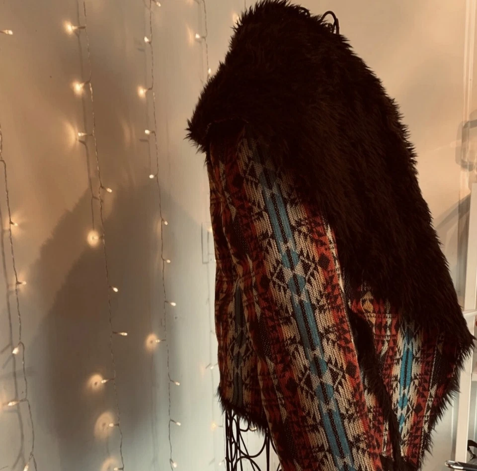 $200 UNIF Abrigo Chaqueta Cascada Linda Piel Tribal Azteca Suroeste XS Foto 3 de 4