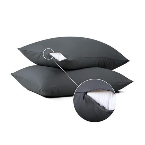 100% Cotton Classic Pillow Protectors with Invisible Zipper (Queen, 20"x30", 2