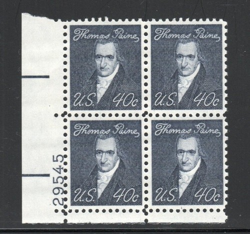 ALLY'S STAMPS US Plate Block Scott #1292 40c Thomas Paine [4] MNH [STK]