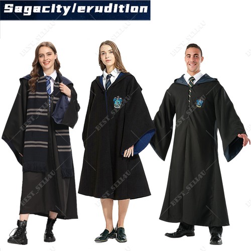 Harry Potter Hogwarts Ravenclaw Robe Cloak Tie LED Magic Wand Scarf Costumes UK - Picture 6 of 21