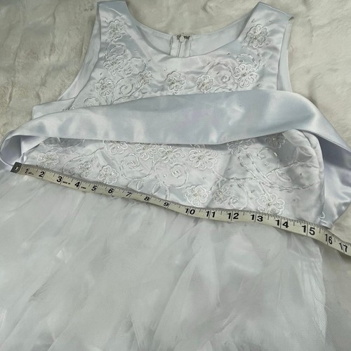 Lily Kids USA Ruffle Beads Embroidered White Formal Pageant Flower Party Dress - Picture 11 of 13
