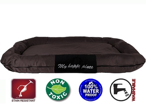 XL Extra Large Durable Bolster Pet Dog Bed Waterproof Oxford Cover 48X30" Brown - Picture 2 of 5