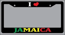 Black License Plate Frame "I Heart Jamaica Color" Auto Accessory 1493