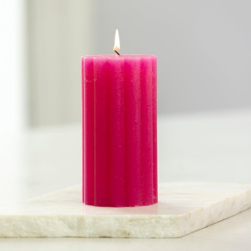 Rosa Stumpenkerze, 1 Jakobsmuschelform Hot Pink Fuchsia Chunky Rustikal Kerze - Bild 4 von 16