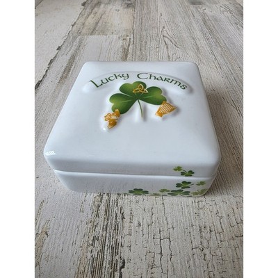 Blarney Ireland lucky charm jewelry box porcelain shamrock St Patrick's Day