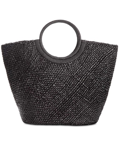 INC International Concepts Womens Straw Necklace Handbag Tote (Black/Gold) - Bild 4 von 4