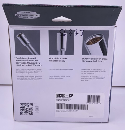KOHLER 98360-CP Awaken 72" Smooth Hand Shower Hose, Polished Chrome : NEW - Imagen 4 de 4