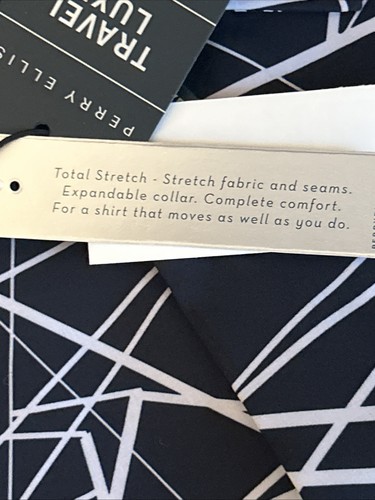 Perry Ellis Stretch Geometric Dark Sapphire/White Slim Fit Medium Stretch NWT - Picture 7 of 8