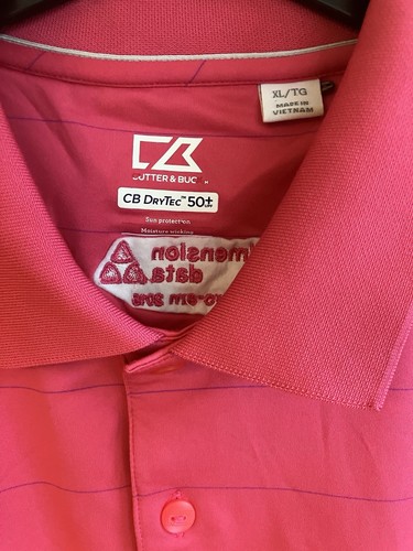 Golf Polo Shirt Mens Size XL Pink Cutter & Buck DryTec - Picture 3 of 23