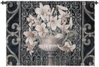 Manual Weavers Lilies in Urn Ornate Iron Gate Cotton Wall Art Tapestry 35"x53"