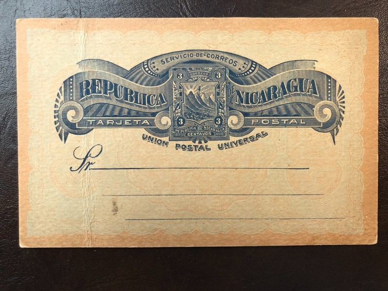 Unused Nicaraguan postal card 1890s, 3 centavos, single
