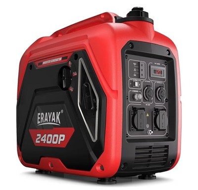 ERAYAK 2400P Inverter Generator Portable 2400W 52dB 2 AC USB Outputs ECO Mode