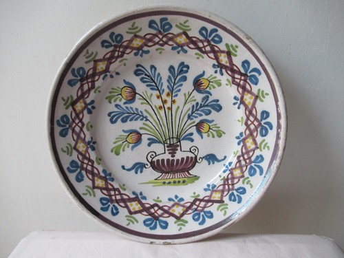 Ancien plat faience du Nord. France XIXème 35cm.  Antique earthenware dish plate - Picture 9 of 13