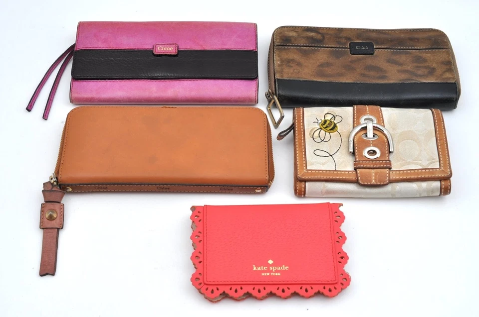 Authentic Chloe COACH Kate Spade Long Bifold Wallet Card Case Leather 5Set L2830 - Image 2 of 4