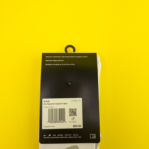 Calze da corsa Nike Spark ammortizzate Crew taglia media 8-9,5 uomo bianche solo 1 paio - Foto 4 di 6