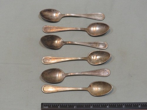 Vintage WWII US Navy Silver Plate Demitasse Spoon, Qty 6, Crown Mark