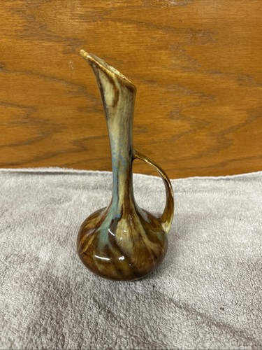 Jarrón jarra de cerámica de goteo esmaltado moderno vintage de mediados de siglo. Firmado por el fabricante. - Imagen 1 de 6