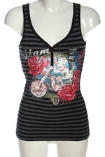 TALLY WEIJL Canotta Donna Top Taglia IT 40 grigio chiaro-nero-rosso stile casual