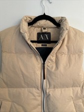 ARMANI Exchange Men's Sleeveless Beige Puffer Vest Jacket Down Feather Size L