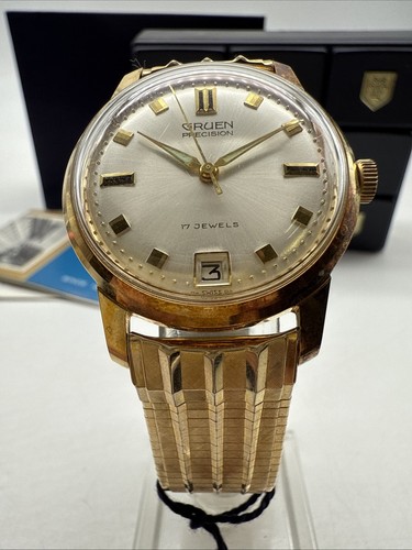 Vintage Gruen Precision Date 33mm Indiglo Watch 17 Jewels N510CA 1/20-10kt GF - Picture 8 of 23