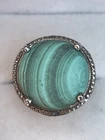 Vintage 925 Sterling Silver Ring Size S Green Hippy Boho
