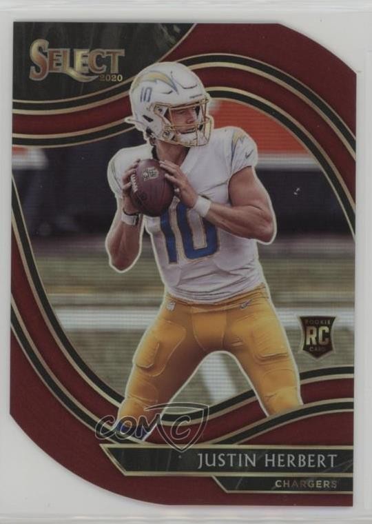 2020 Select Field Level Maroon Prizm Die-Cut Justin Herbert #344 Rookie RC 1m8b