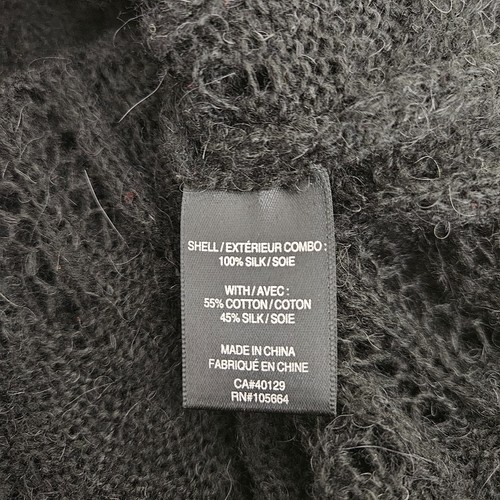 L.A.M.B. Crochet Sweater Silk Black Bell 3/4 Sleeve V Neck Open Knit Pullover 8 - Picture 8 of 9