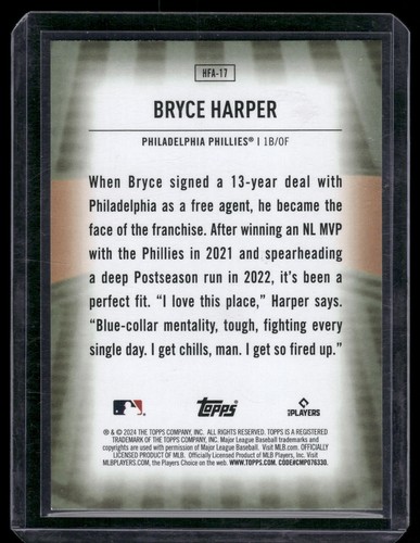 2024 Topps #HFA-17 Bryce Harper Home Field Advantage - Bild 2 von 2
