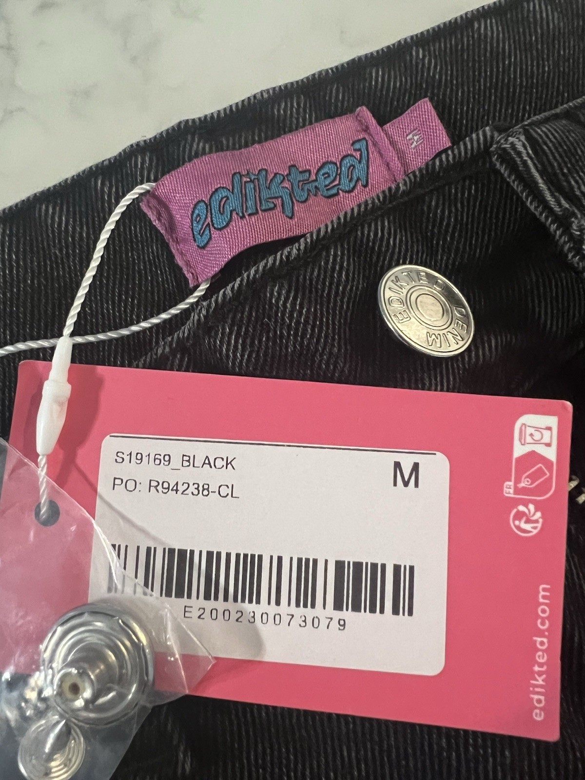 New Edikted Mid Rise Baggy Jeans Black Medium 100percent Cotton MSRP $98 S19169 image 10