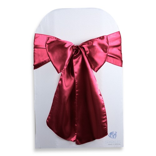 10 Stck. Satin Stuhlhusse Schleife Schärpe 108"x8" - Burgund - Hochzeit Party Bankett rm - Bild 2 von 5